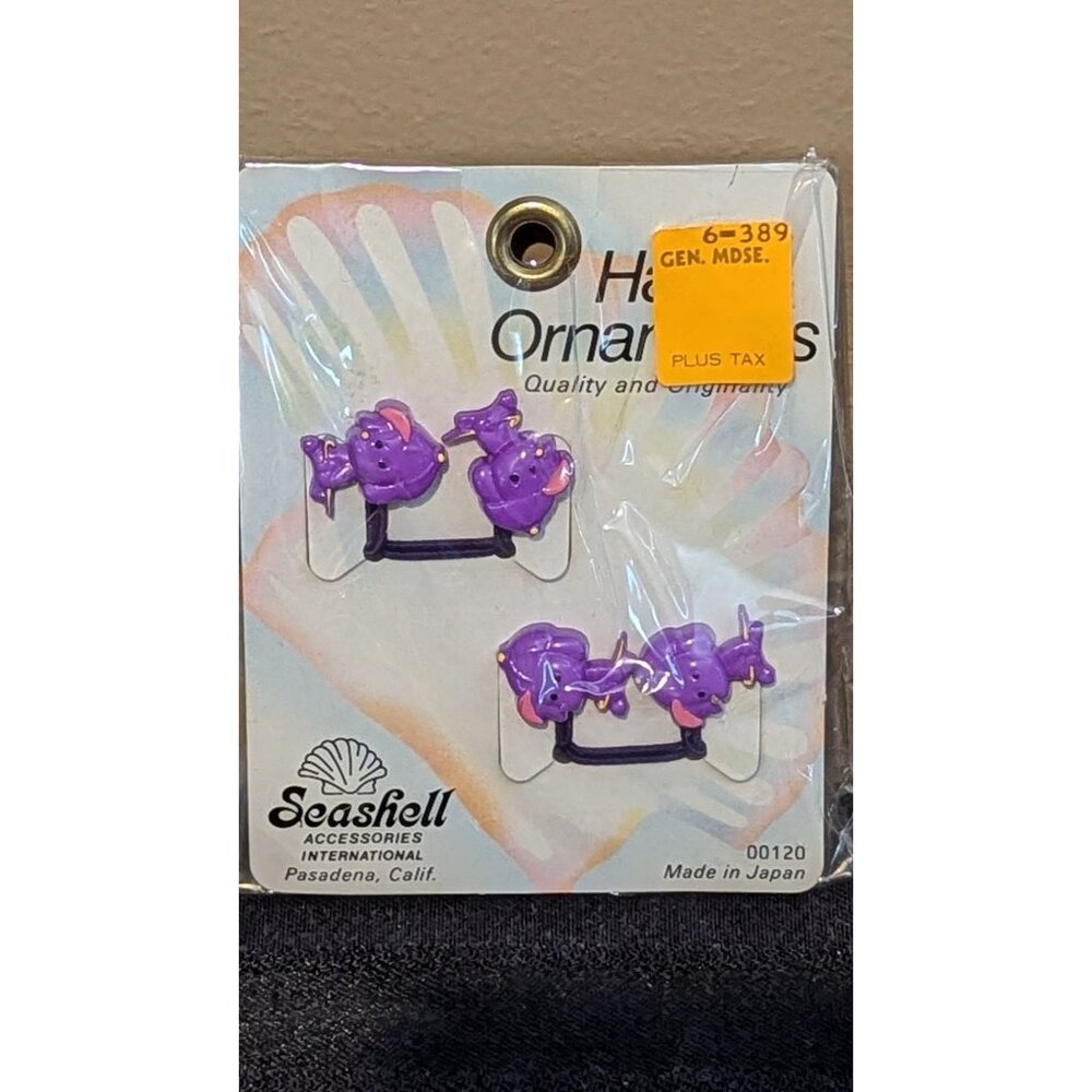 Vintage Seashell Accessories International Hair Ornaments Purple Hair Elastics